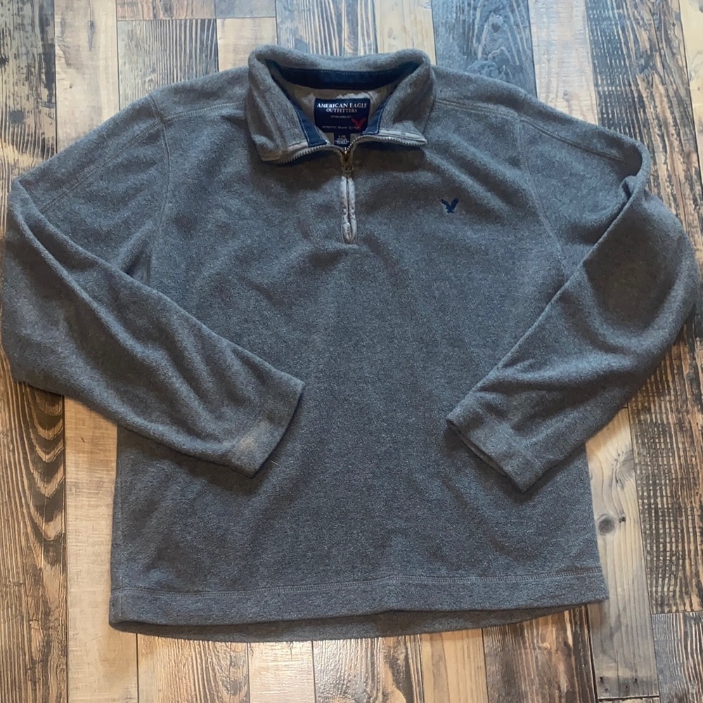 American Eagle Outfitters Men's Charcoal Fleece Sweater